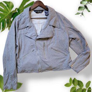 Norma Kamali Cotton-Blend Moto Zip Jacket, Sz 2X